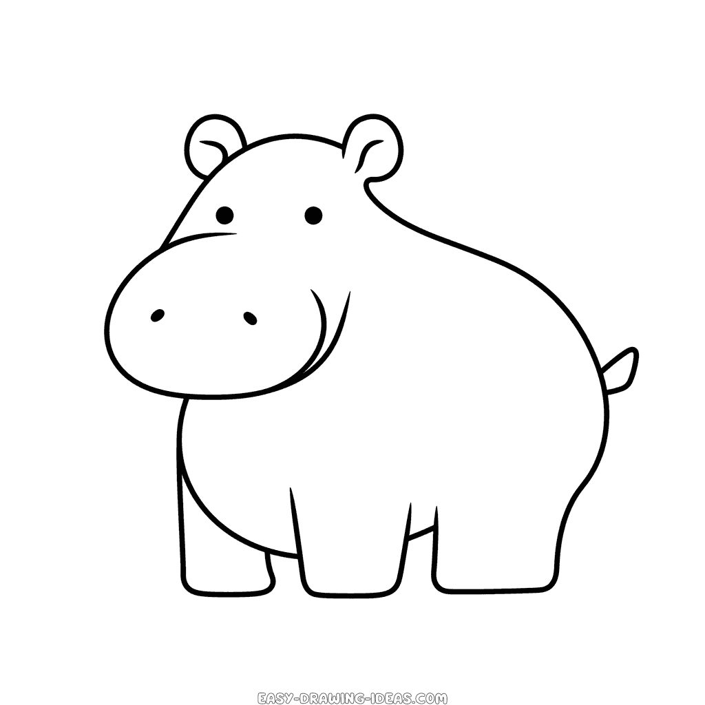 hippopotamus easy drawing