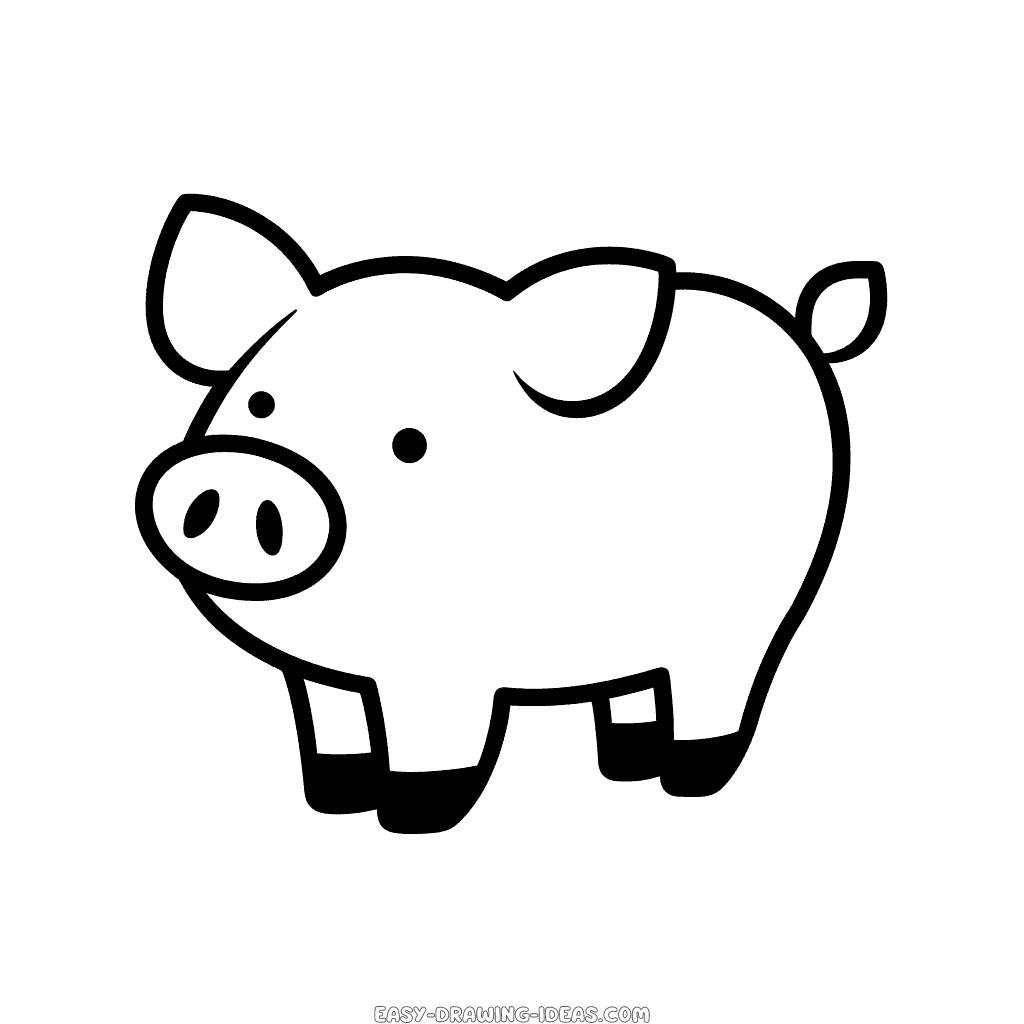 Pig standing front view. Ink black and white doodle drawing in woodcut  style Stock Photo - Alamy