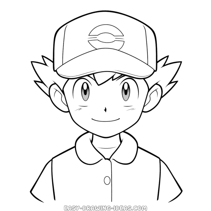 Ash Ketchum Pokemon easy drawing | Easy Drawing Ideas