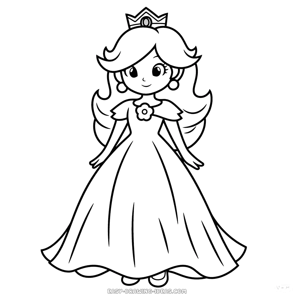 princess peach easy drawing